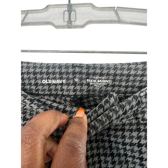 Old Navy Black Houndstooth Office Career Work Pixie Skinny Pants Size‎ 10 - Picture 2 of 11